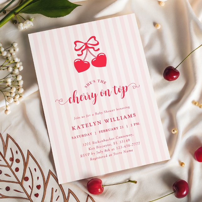 Coquette Cherry On Top Baby Shower Invitation (Creator Uploaded)