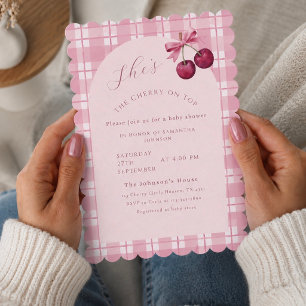 Coquette Cherry On Top Baby Shower Invitation