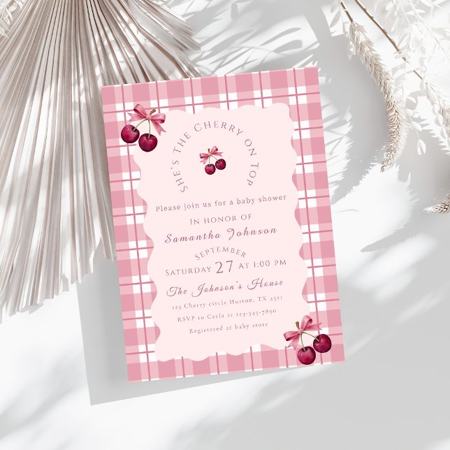 Coquette Cherry On Top Baby Shower  Invitation (Creator Uploaded)