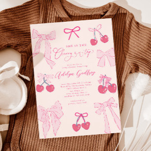 Coquette Cherry On Top Baby Shower Invitation