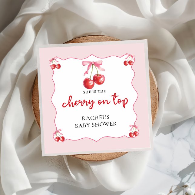 Coquette Cherry on Top Baby Shower Paper Napkin (Creator Uploaded)