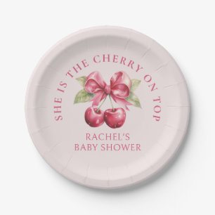 Coquette Cherry on Top Baby Shower Paper Plates