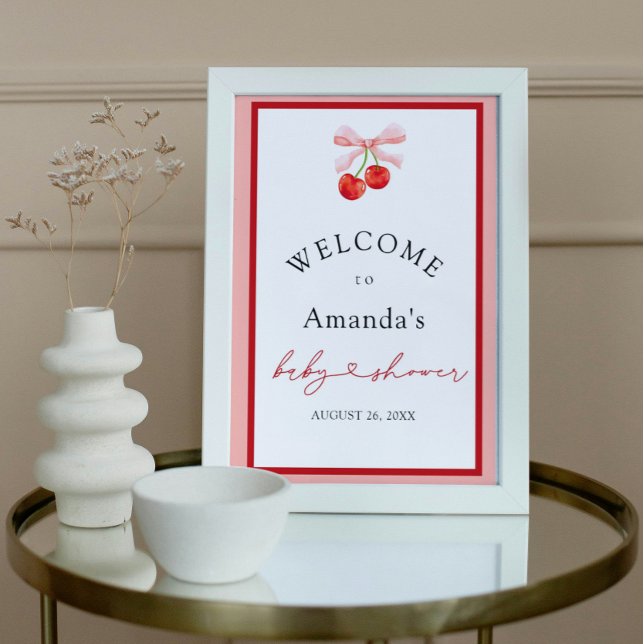Coquette Cherry on Top Baby Shower Welcome Sign (Creator Uploaded)