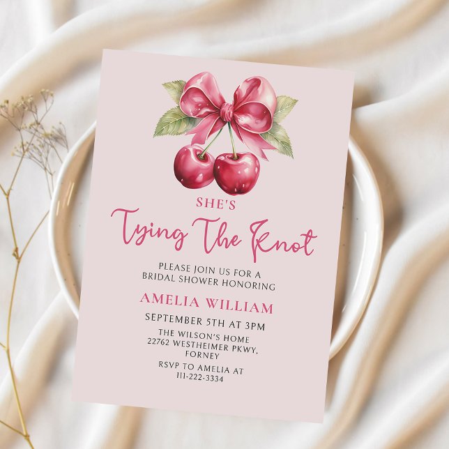 Coquette Cherry on Top Bridal Shower Invitation (Creator Uploaded)
