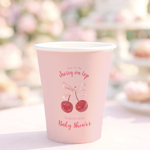 Coquette Cherry on Top Cake Baby Shower Paper Cups