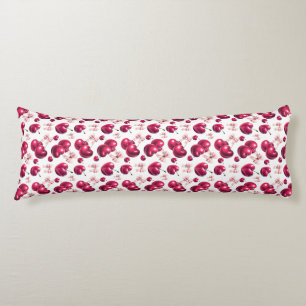 Coquette Cherry Pattern Pink Bow Aesthetic Body Cushion