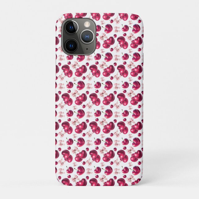 Coquette Cherry Pattern Pink Bow Aesthetic  Case-Mate iPhone Case (Back)