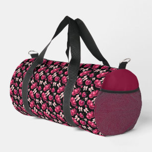 Coquette Cherry Pattern Pink Bow Aesthetic Duffle Bag