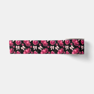 Coquette Cherry Pattern Pink Bow Aesthetic Satin Ribbon