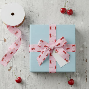 Coquette Cherry Pink Bow Satin Ribbon Cute
