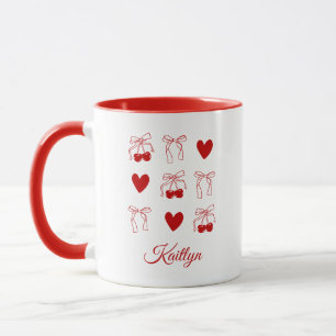 Coquette Cherry Red Bow Bachelorette Party Favour Mug