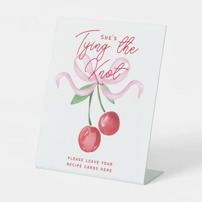 Coquette Cherry | She's Tying the Knot Pedestal Sign (Front)