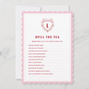 Coquette Cherry   Spill the Tea Bridal Shower Game Invitation