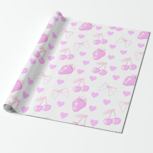 Coquette Cherry & Strawberry Pattern Wrapping Paper