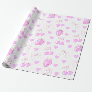 Coquette Cherry & Strawberry Pattern Wrapping Paper