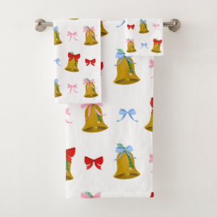 Coquette Christmas Bells and Bows Preppy Classic Bath Towel Set