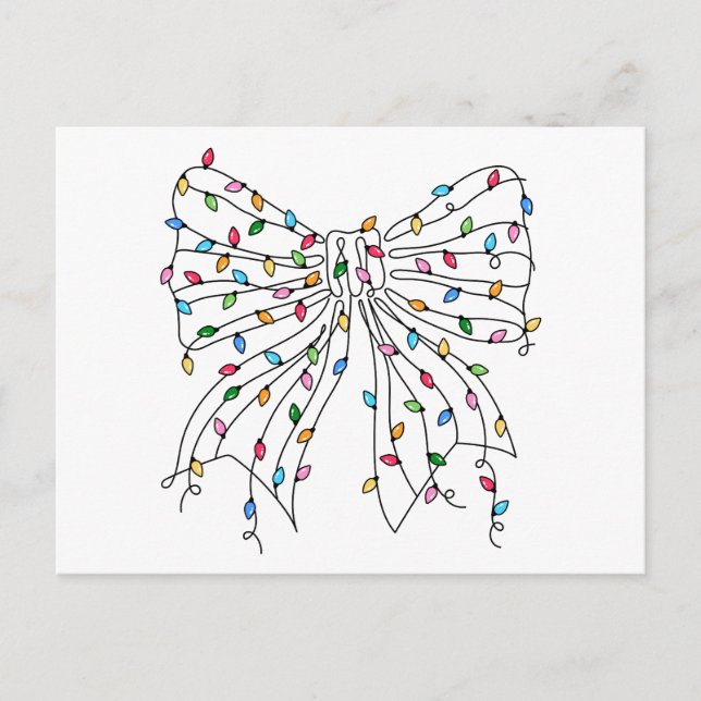 Coquette Christmas Bow Lights Postcard (Front)