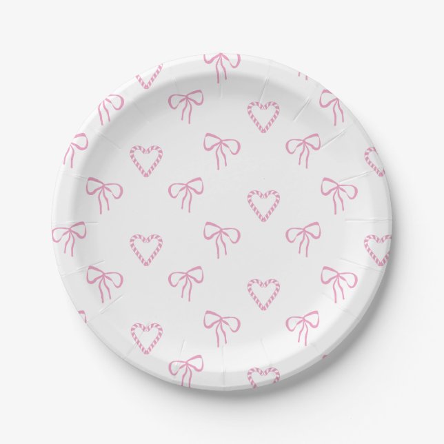 Coquette Christmas Bow Paper Plate (Front)