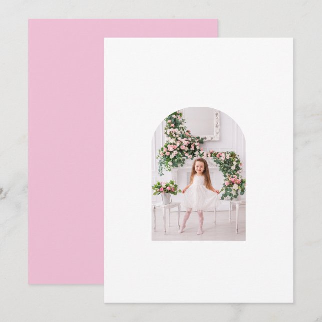 Coquette Christmas Family Photo Pink Green Doodle Holiday Card (Front/Back)