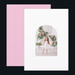 Coquette Christmas Family Photo Pink Green Doodle Holiday Card<br><div class="desc">Coquette Christmas Family Photo Whimsical Pink Green Doodle Holiday Card Christmas Card features your favourite photo To be used with the coordinating vellum frame of a whimsical coquette floral frame in pink and green with a pink bow and personalised with your custom text and personalised with your family name. NOTE:...</div>