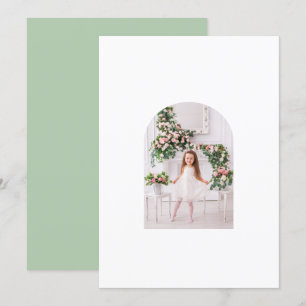 Coquette Christmas Family Photo Pink Green Doodle Holiday Card