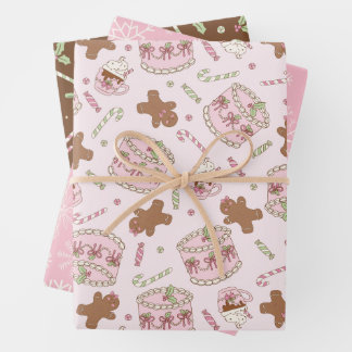 Coquette Christmas Gingerbread and Candy Canes  Wrapping Paper Sheet