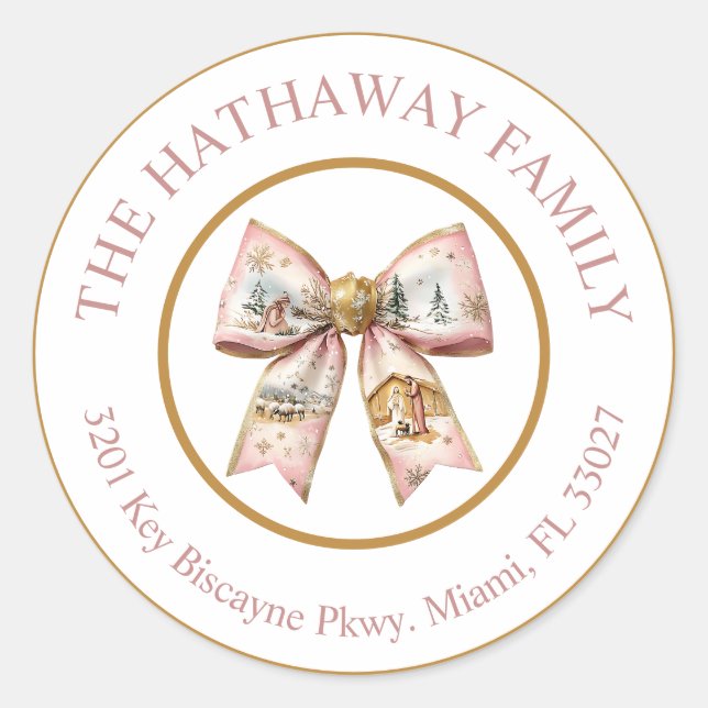 Coquette Christmas Nativity Jesus Address Label (Front)