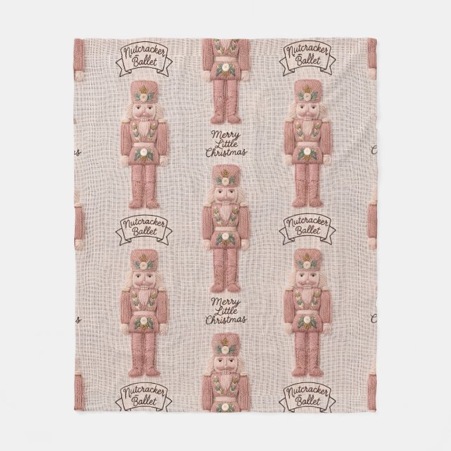 Coquette Christmas Nutcracker Latch Hook Yarn  Fleece Blanket (Front)