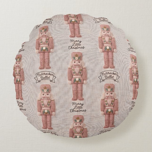 Coquette Christmas Nutcracker Latch Hook Yarn  Round Cushion (Front)