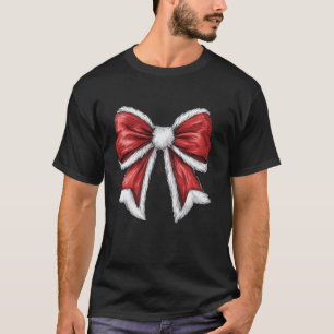 Coquette Christmas Red Bow Santa Christmas Girly W T-Shirt