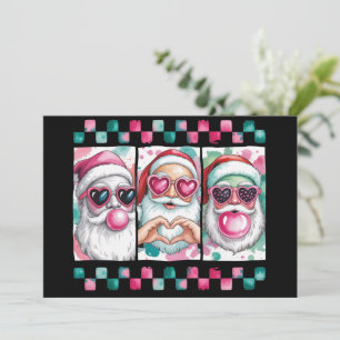 Coquette Christmas Santa Bow Retro Preppy Xmas Holiday Card