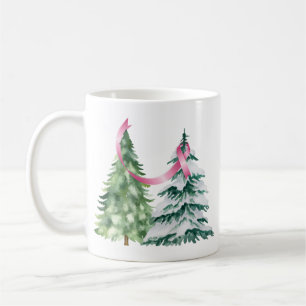 Coquette Christmas Tree, Breast Cancer Awareness Coffee Mug