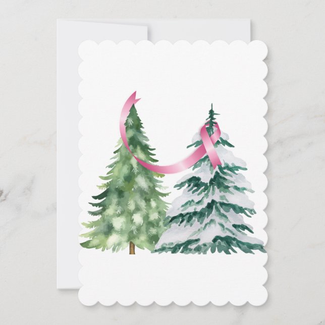 Coquette Christmas Tree, Breast Cancer Awareness Holiday Card (Front)