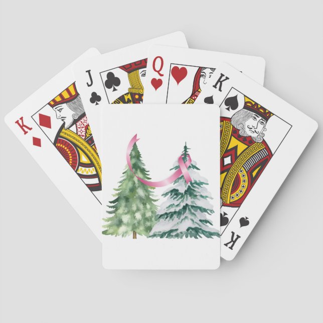 Coquette Christmas Tree, Breast Cancer Awareness Playing Cards (Back)