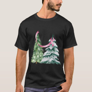 Coquette Christmas Tree, Breast Cancer Awareness T-Shirt