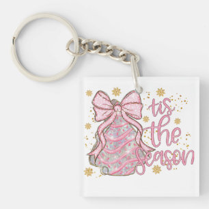 Coquette Christmas Tree Cake Tis the Season Key Ring