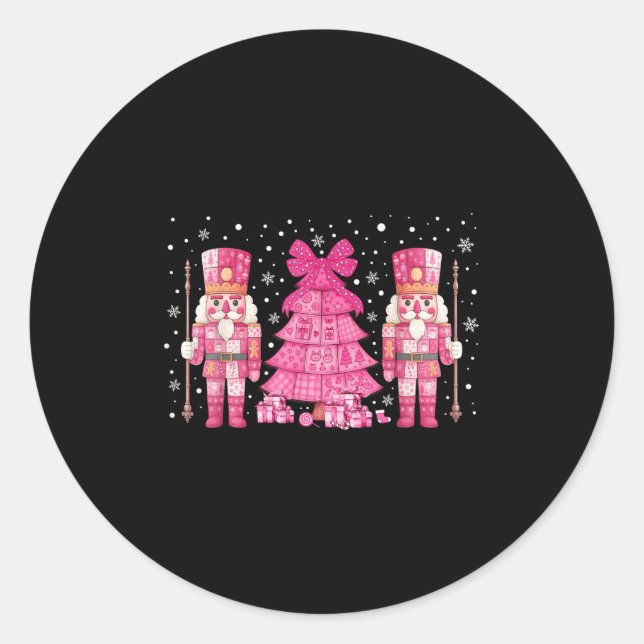 Coquette Christmas Tree Nk Nutcrackers Women Kids  Classic Round Sticker (Front)