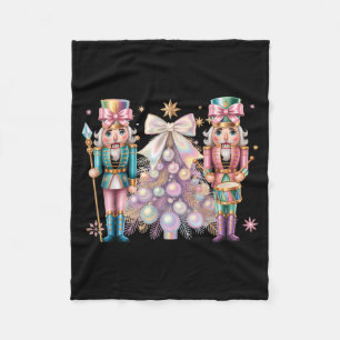 Coquette Christmas Tree Nutcrackers Ballet Xmas Wo Fleece Blanket
