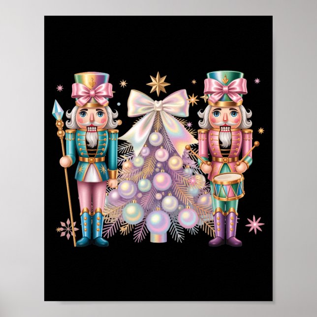 Coquette Christmas Tree Nutcrackers Ballet Xmas Wo Poster (Front)