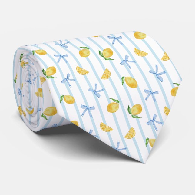 Coquette Citrus Lemon Pattern Tie (Rolled)