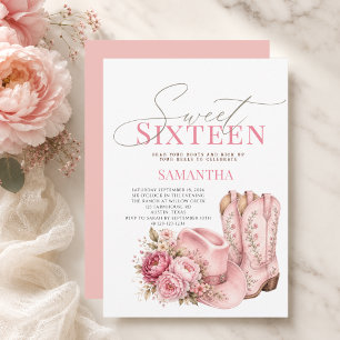 Coquette Coastal Cowgirl Sweet Sixteen Birthday Invitation
