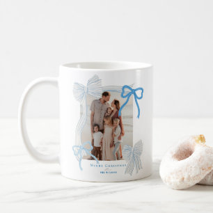 Coquette-core Blue Bows 2 Photos Christmas Holiday Coffee Mug