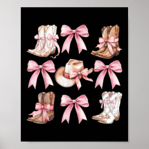 Coquette Cowgirl Boots With Pink Bows Aesthetic Y2 Poster
