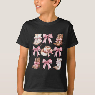 Coquette Cowgirl Boots With Pink Bows Aesthetic Y2 T-Shirt