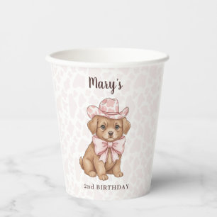 Coquette Cowgirl Cuties Dog Birthday Paper cup