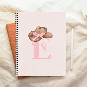 Coquette Cowgirl Hat Pink Bow Monogrammed  Notebook