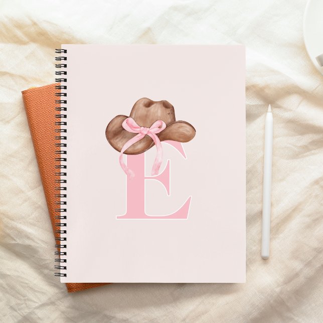 Coquette Cowgirl Hat Pink Bow Monogrammed  Notebook (Creator Uploaded)