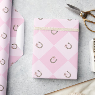 Coquette Cowgirl Lucky Horseshoe Wrapping Paper