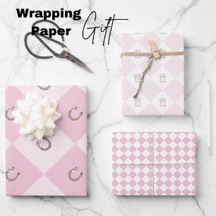 Coquette Cowgirl Pink Western Wrapping Paper Sheet