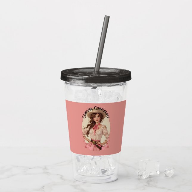 Coquette Cowgirl Western Fashion Portrait Acrylic Tumbler (Back Ice)